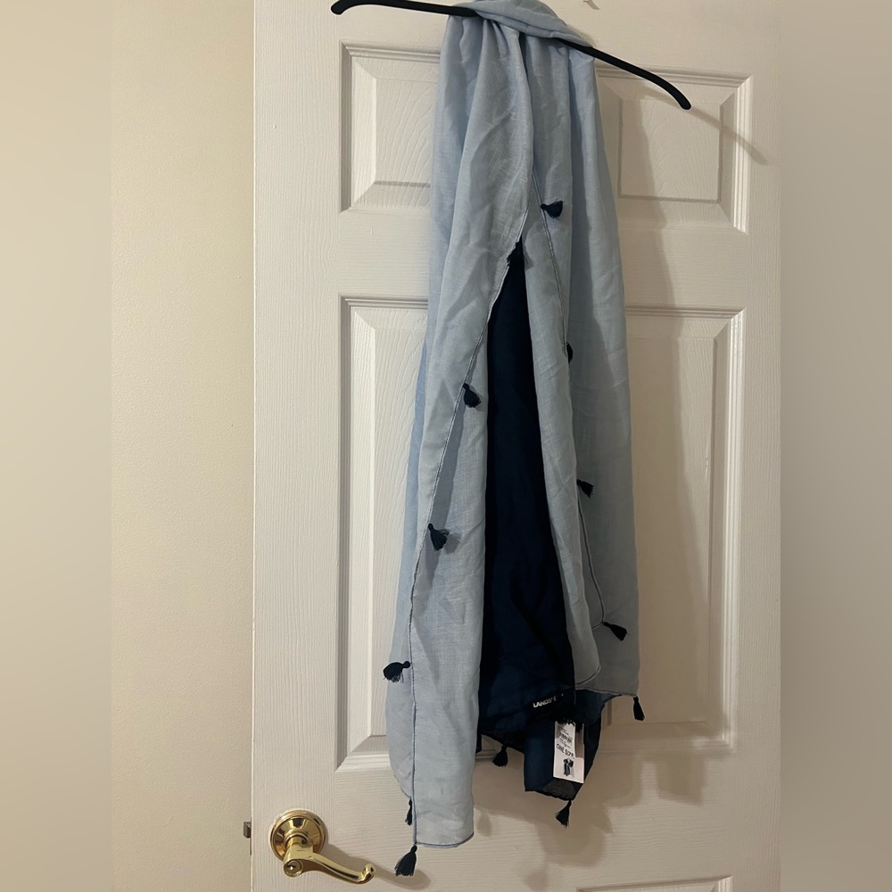 Lands' End Navy and Light Blue Scarf with Tassels